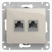 Розетка двойная RJ11+RJ45 кат.5E механизм SE Glossa, молочный