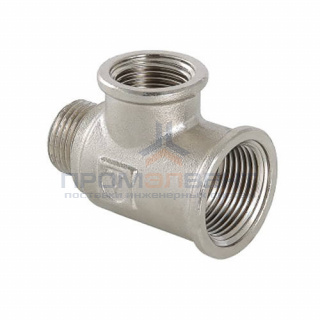 Тройник переходной резьбовой VALTEC VTr.134.R - 3/4" x 1/2" x 1/2" (НР/ВР/ВР, латунь никелированная)
