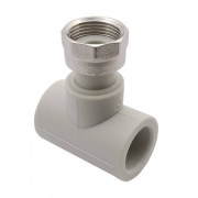 Тройник с переходом на накидную гайку и отверстием для пломбы FV-Plast - 25 x 3/4" (цвет серый)