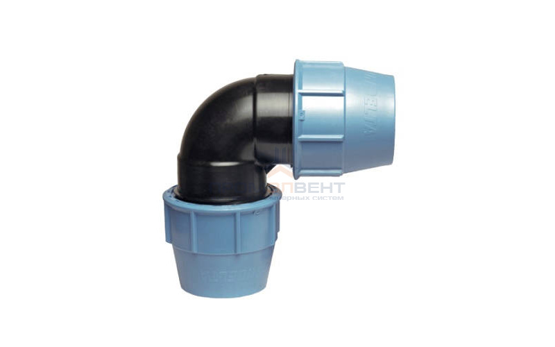 Отвод 90° UNIDELTA 1006 - 63 (винтовой, для труб ПНД)