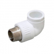 Переход на наружную резьбу угловой Fusitek - 20 x 1/2" (для полипропиленовых труб, цвет белый)