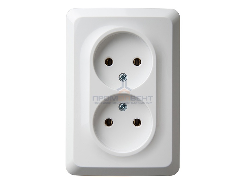 Розетка угловая двойная б/з Этюд белая [уп 9шт]