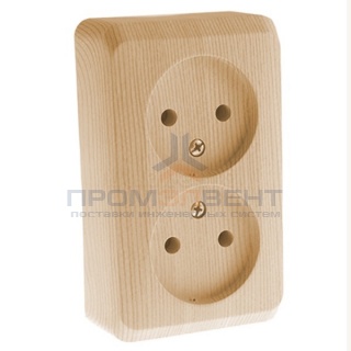 Розетка двойная б/з Этюд сосна [уп 16шт]