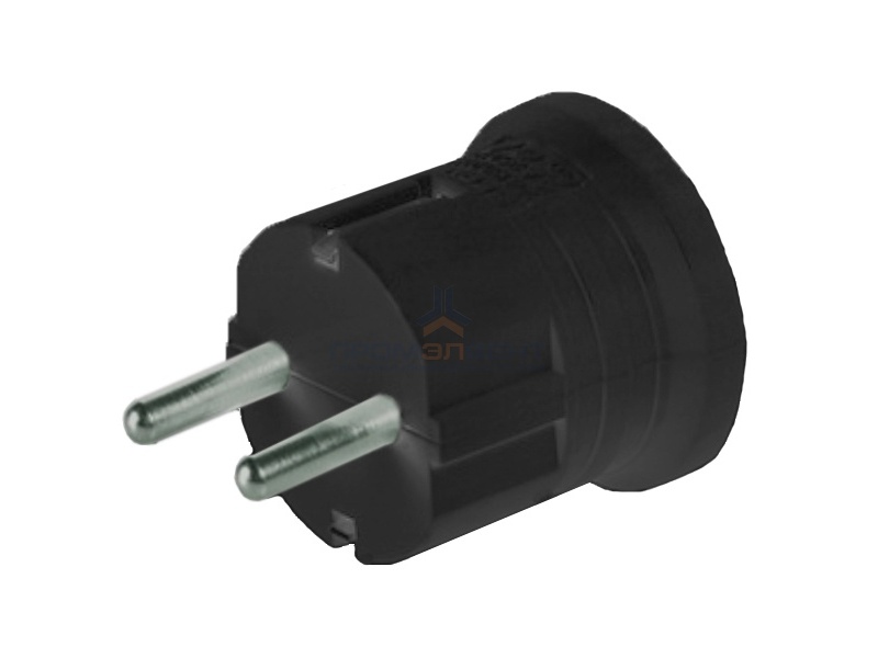 Вилка DKC 16А 2P+E 230В с центральным вводом кабеля черная