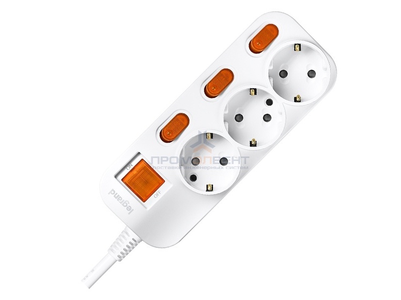 Anam Legrand e-Fren 3 Удлинитель с выключателем+ индивидуальным выкл.,шнур 1.5м, 16A, 250V
