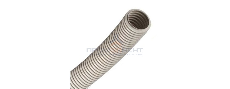 Труба ПВХ гибкая гофр. д.32мм, тяжёлая без протяжки, цвет серый [бухта 25м]