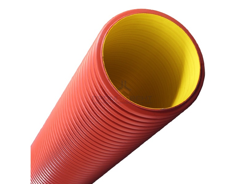 Труба жесткая двустенная для кабельной канализации DKC, (6кПа) д200мм, цвет красный [уп.6м]