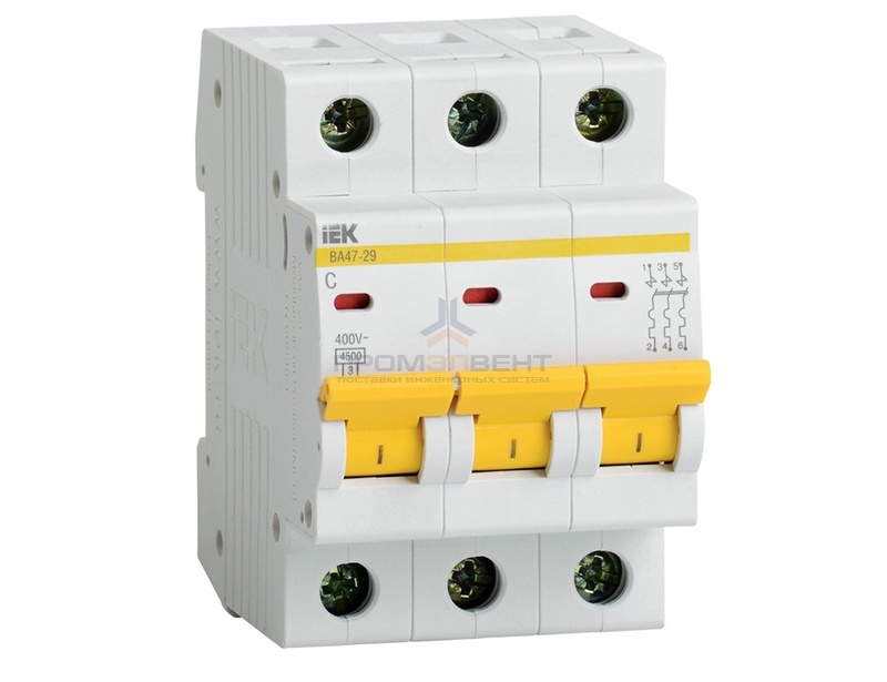 Автоматический выключатель ВА47-29 3Р 16А 4,5кА характеристика С ИЭК (автомат)