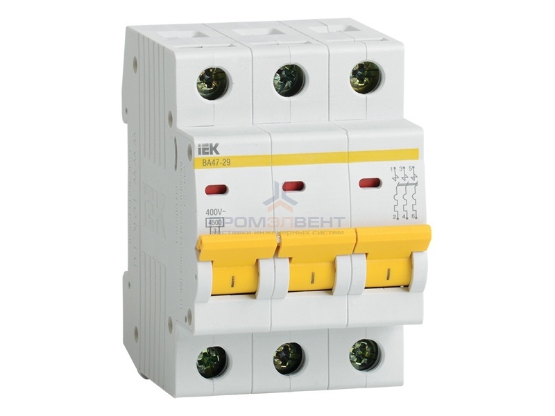 Автоматический выключатель ВА47-29 3Р 50А 4,5кА характеристика D ИЭК (автомат)
