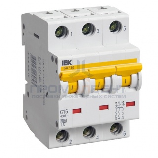 Автоматический выключатель ВА 47-60 3Р 50А 6 кА характеристика С ИЭК (автомат)